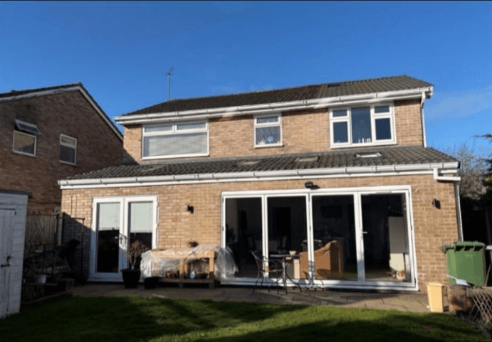 Garage extension Wirral — full rear view after completion, extension blending with property